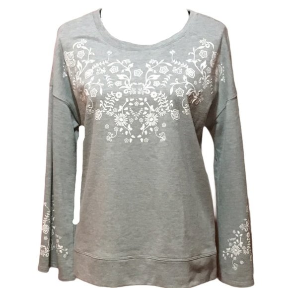 Westport Tops - 🌷Westport🌷 Women's Floral Print Gray Crewneck Sweatshirt, Size S